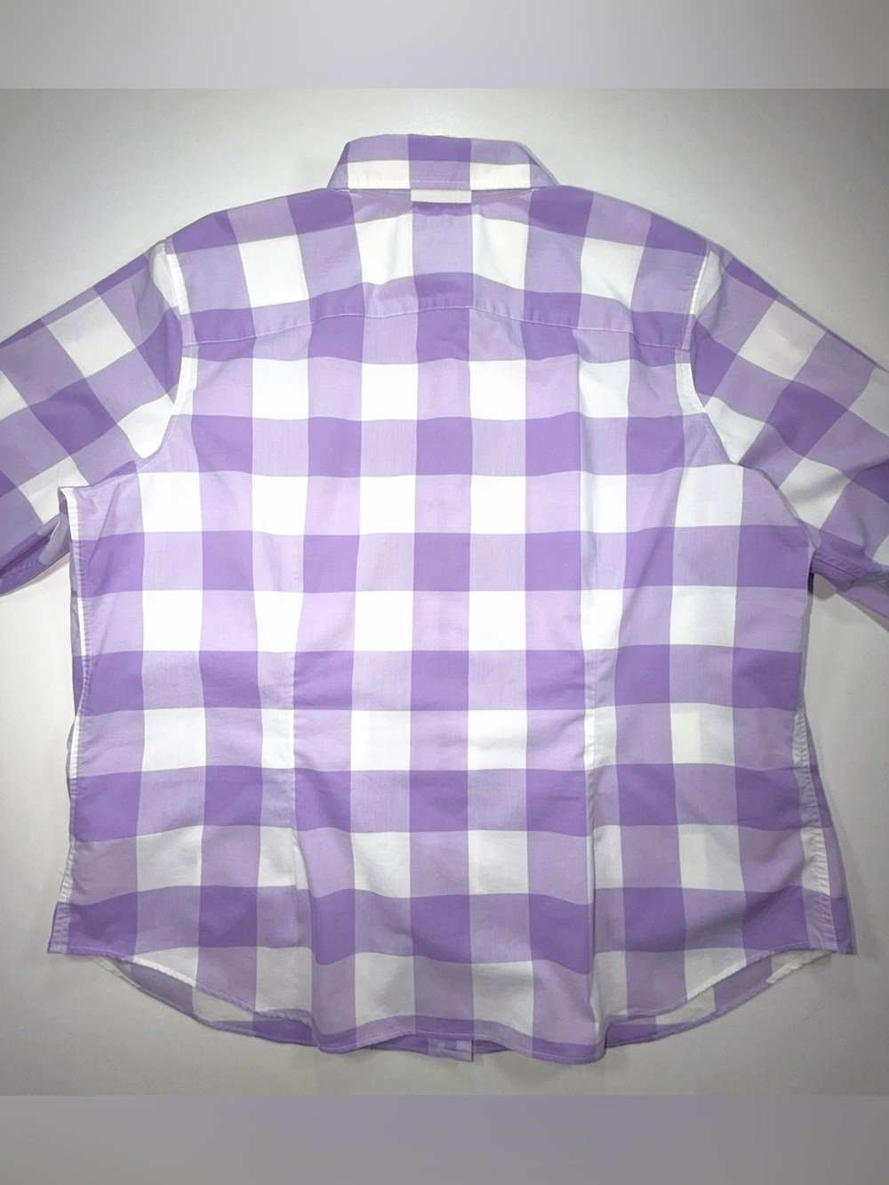 Chaps NO IRON 100% Cotton Button Up Shirt 3/4 Sleeve Purple White Womens Sz 1X - Picture 9 of 11